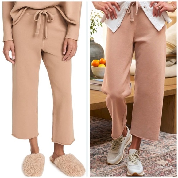 Frank & Eileen Catherine Favorite Sweatpants in Camel SZ S Raw Hem Cropped - Picture 1 of 10